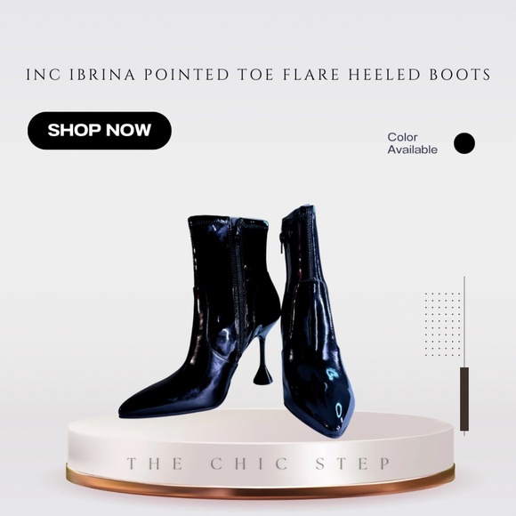 INC International Concepts Women’s Ibrina Pointed Toe Flare Heeled Boots Black - Picture 5 of 9